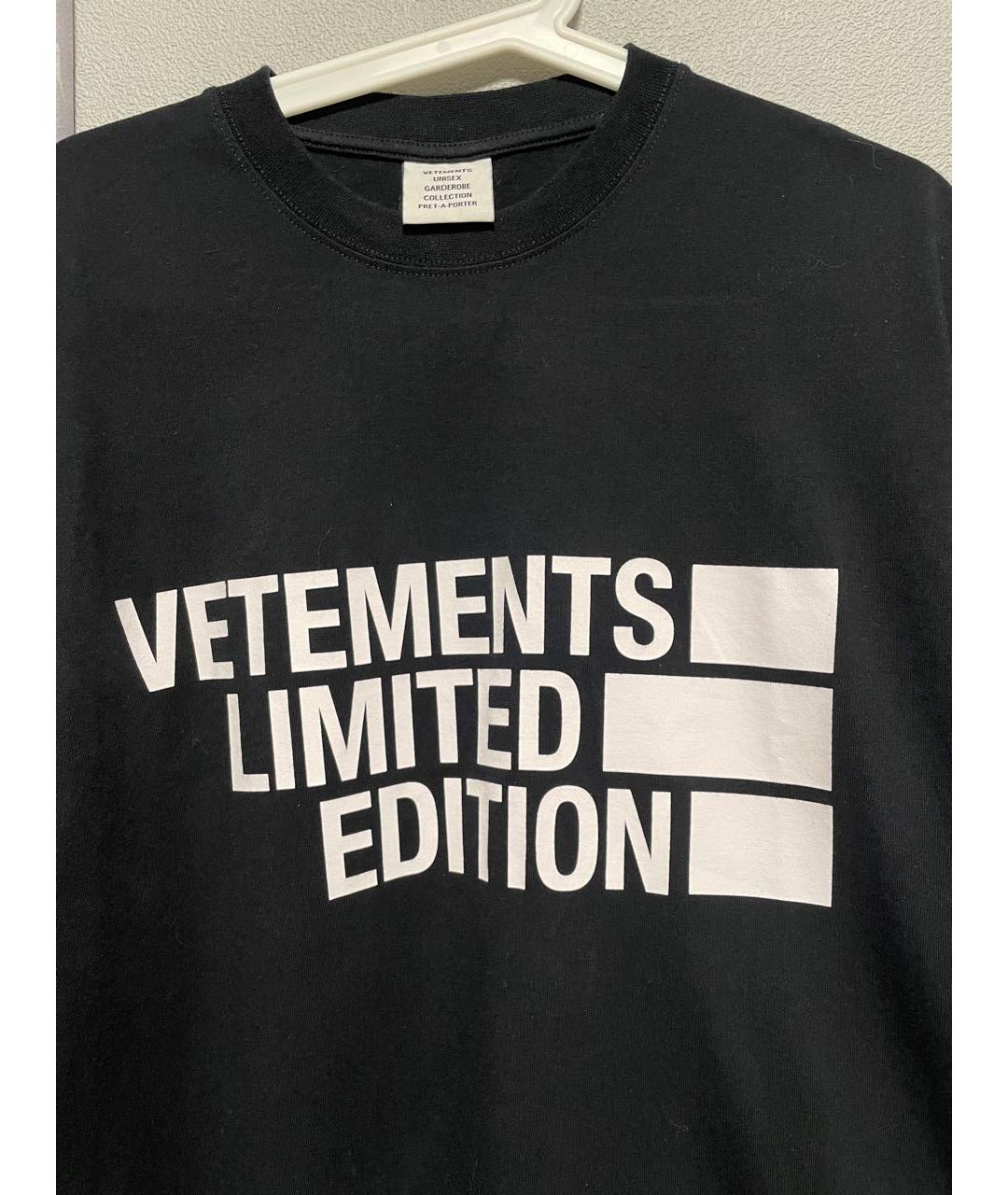 VETEMENTS Черная хлопковая футболка, фото 3