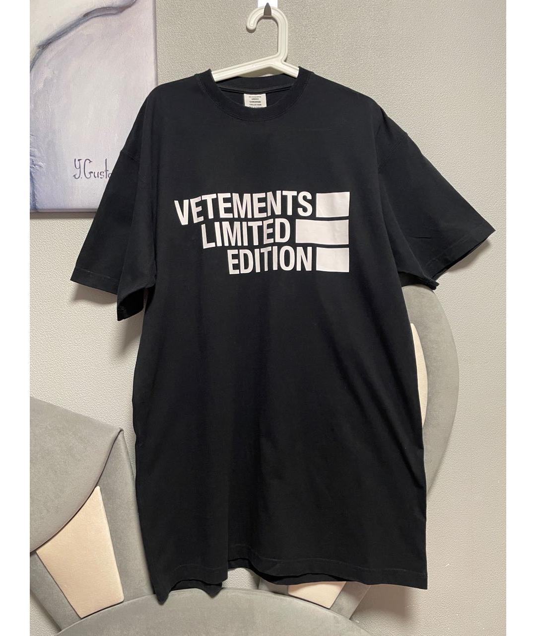 VETEMENTS Черная хлопковая футболка, фото 8