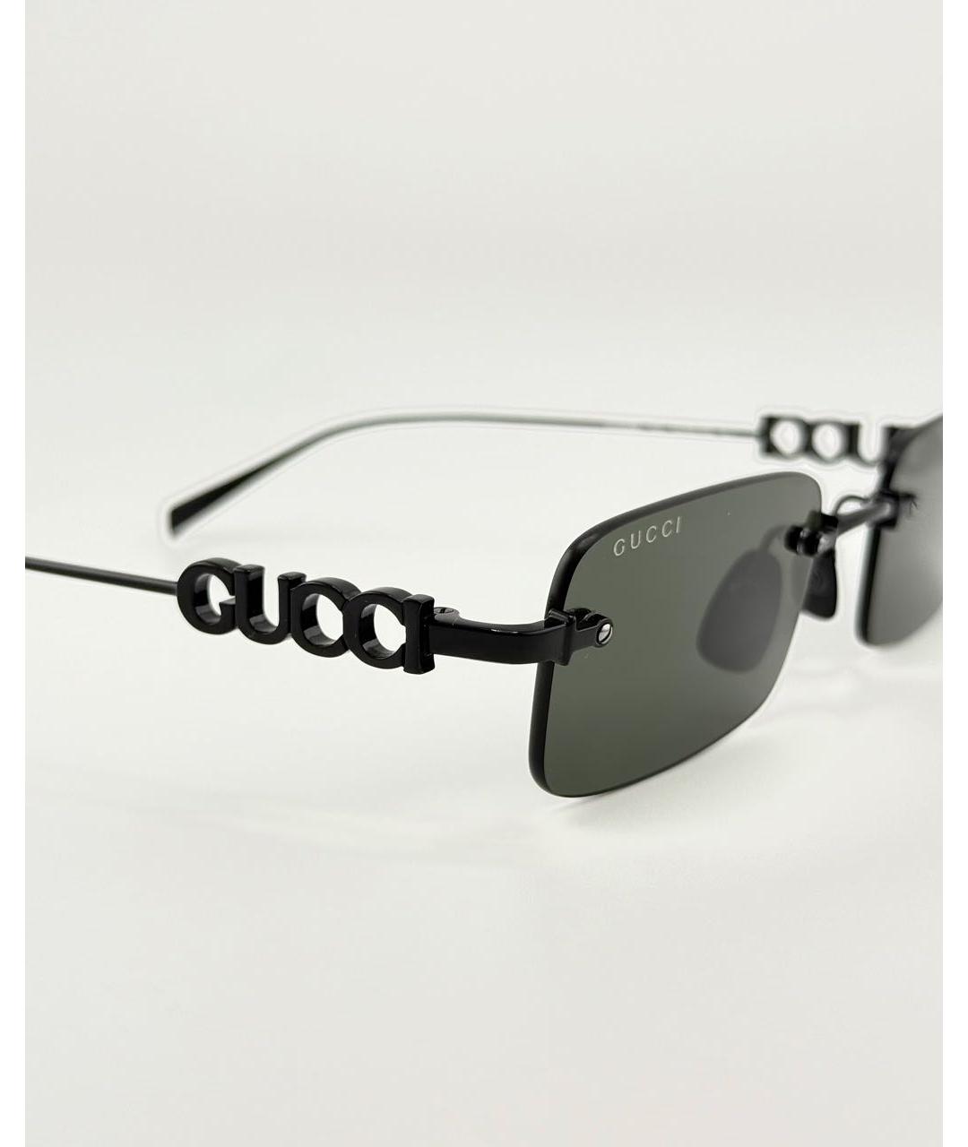 GUCCI Черные металлические солнцезащитные очки, фото 2