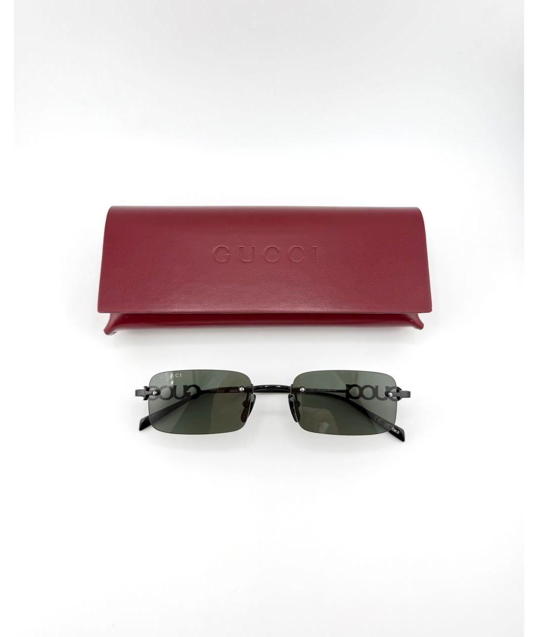 GUCCI Черные металлические солнцезащитные очки, фото 3