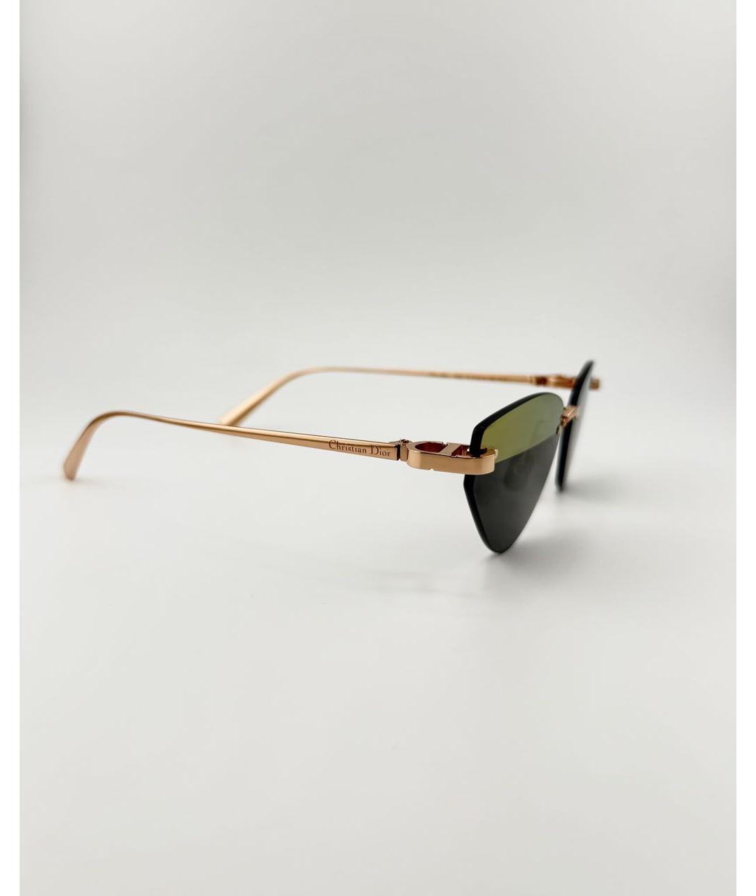 GUCCI Золотые металлические солнцезащитные очки, фото 2