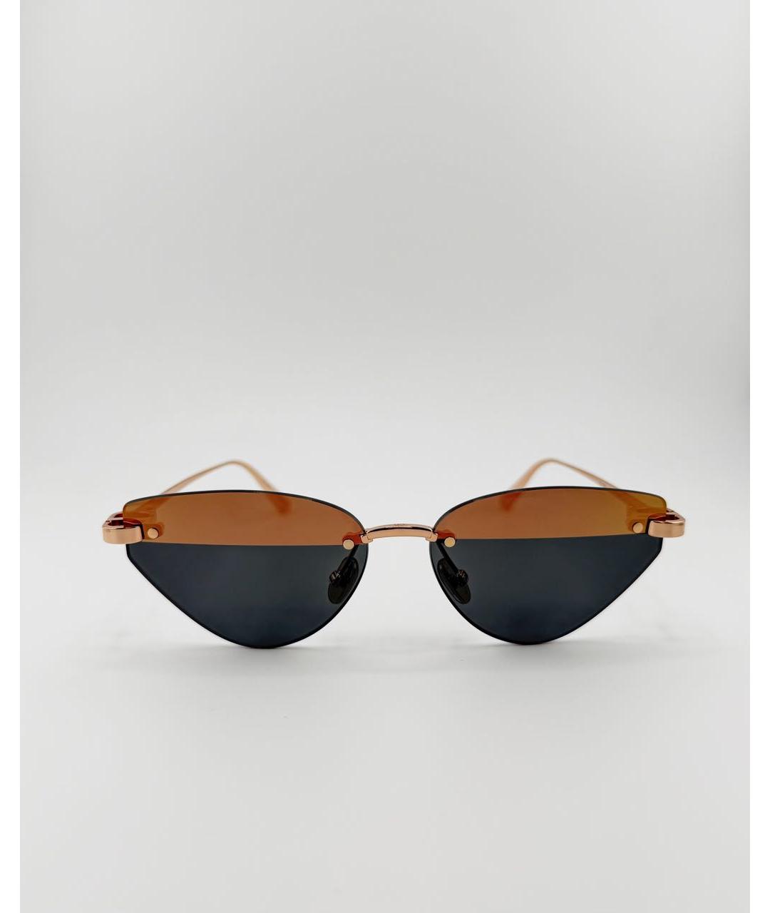 GUCCI Золотые металлические солнцезащитные очки, фото 4