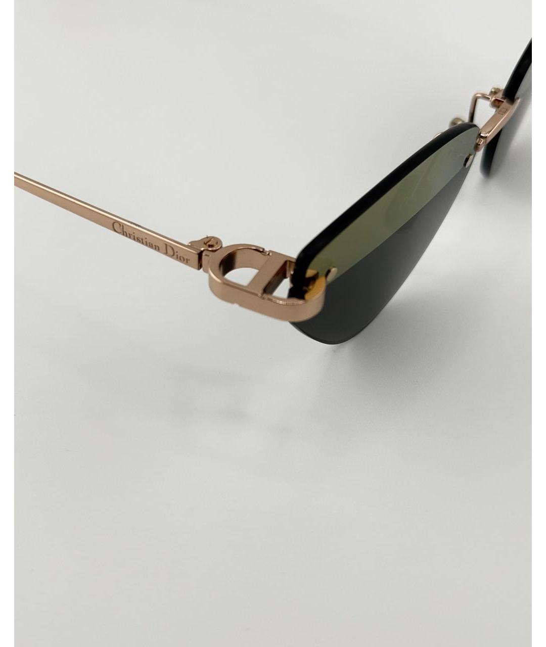 GUCCI Золотые металлические солнцезащитные очки, фото 3