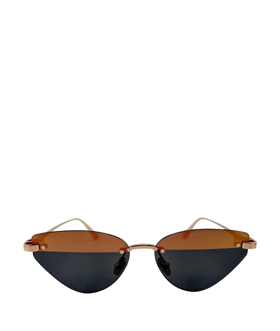 GUCCI Золотые металлические солнцезащитные очки, фото 1