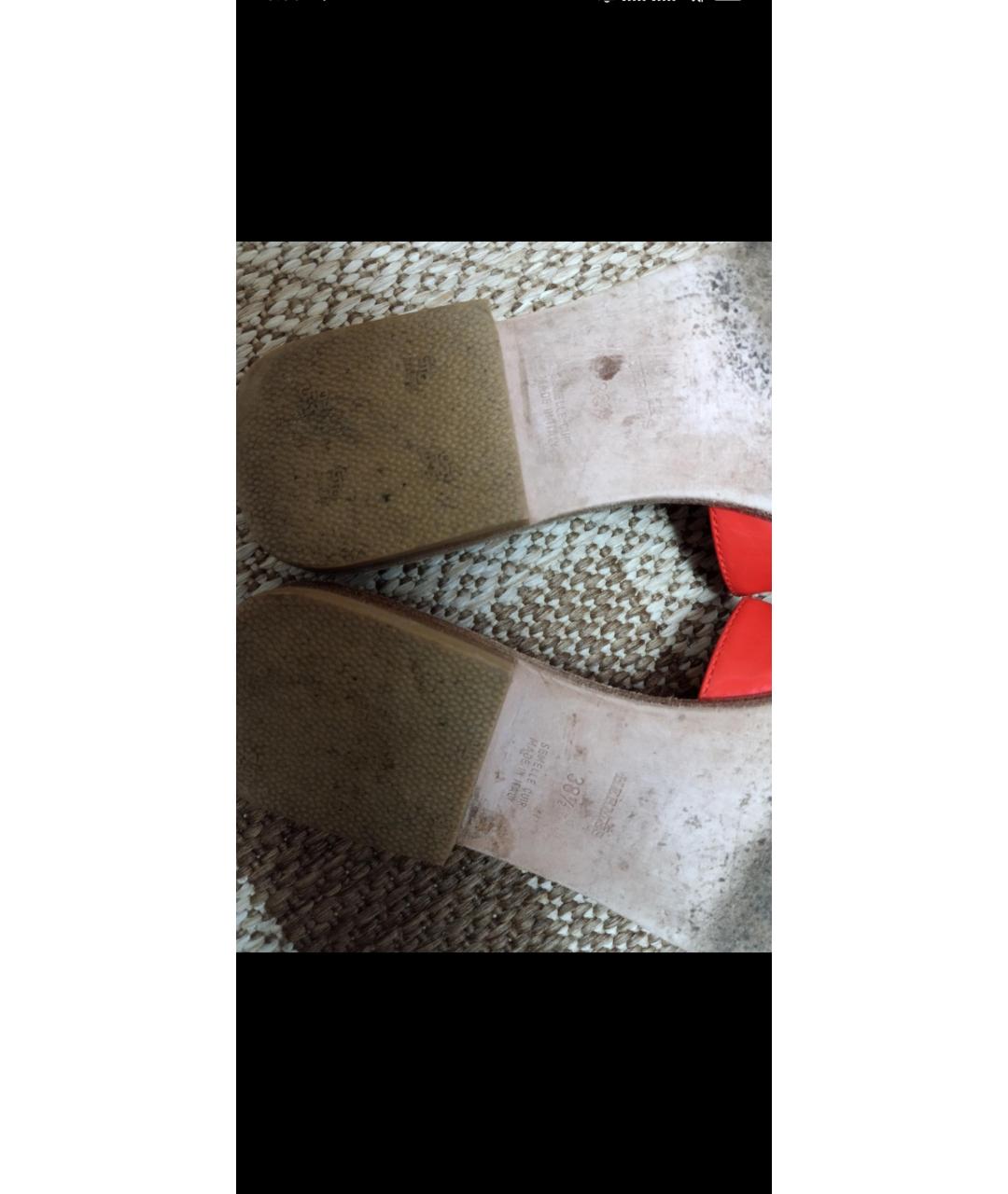 HERMES Коралловые сапоги из лакированной кожи, фото 3