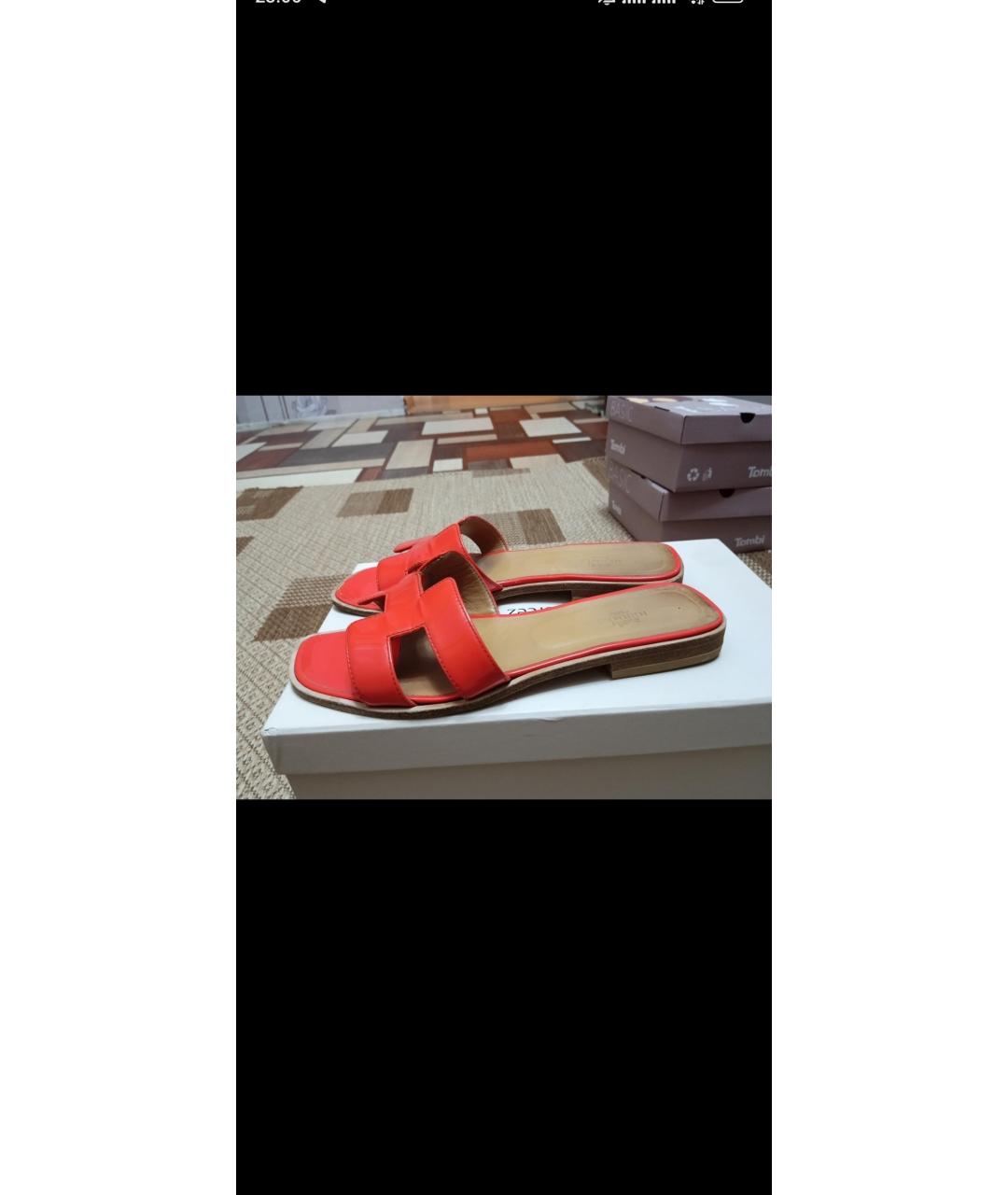 HERMES Коралловые сапоги из лакированной кожи, фото 2