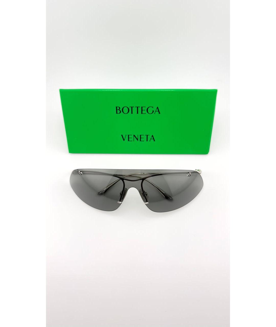 BOTTEGA VENETA Антрацитовые металлические солнцезащитные очки, фото 2