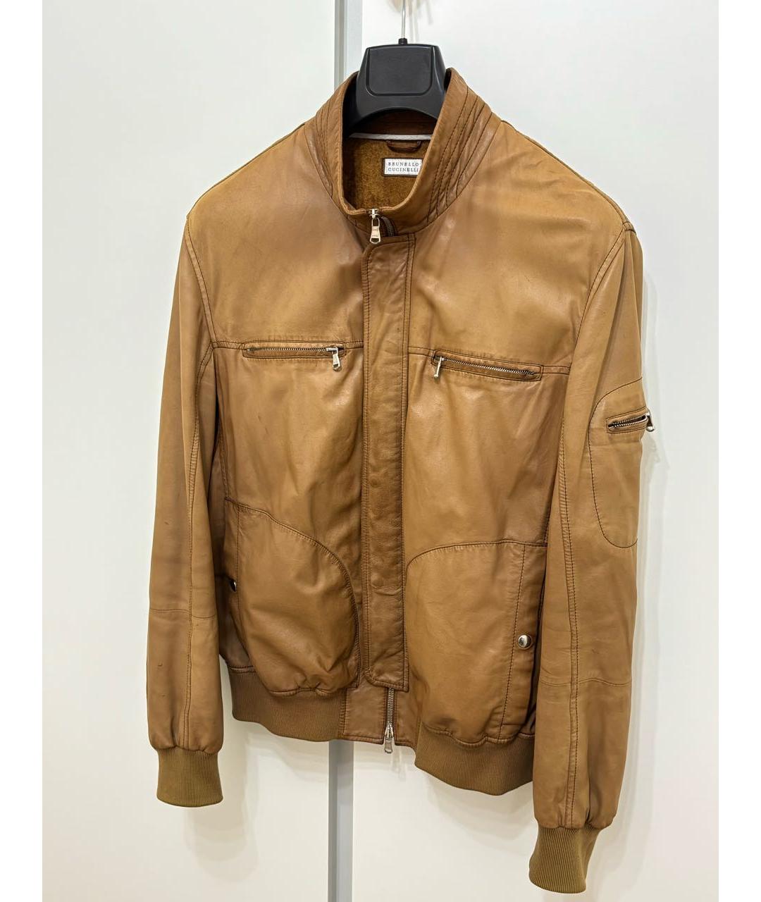 BRUNELLO CUCINELLI Коричневая кожаная куртка, фото 8