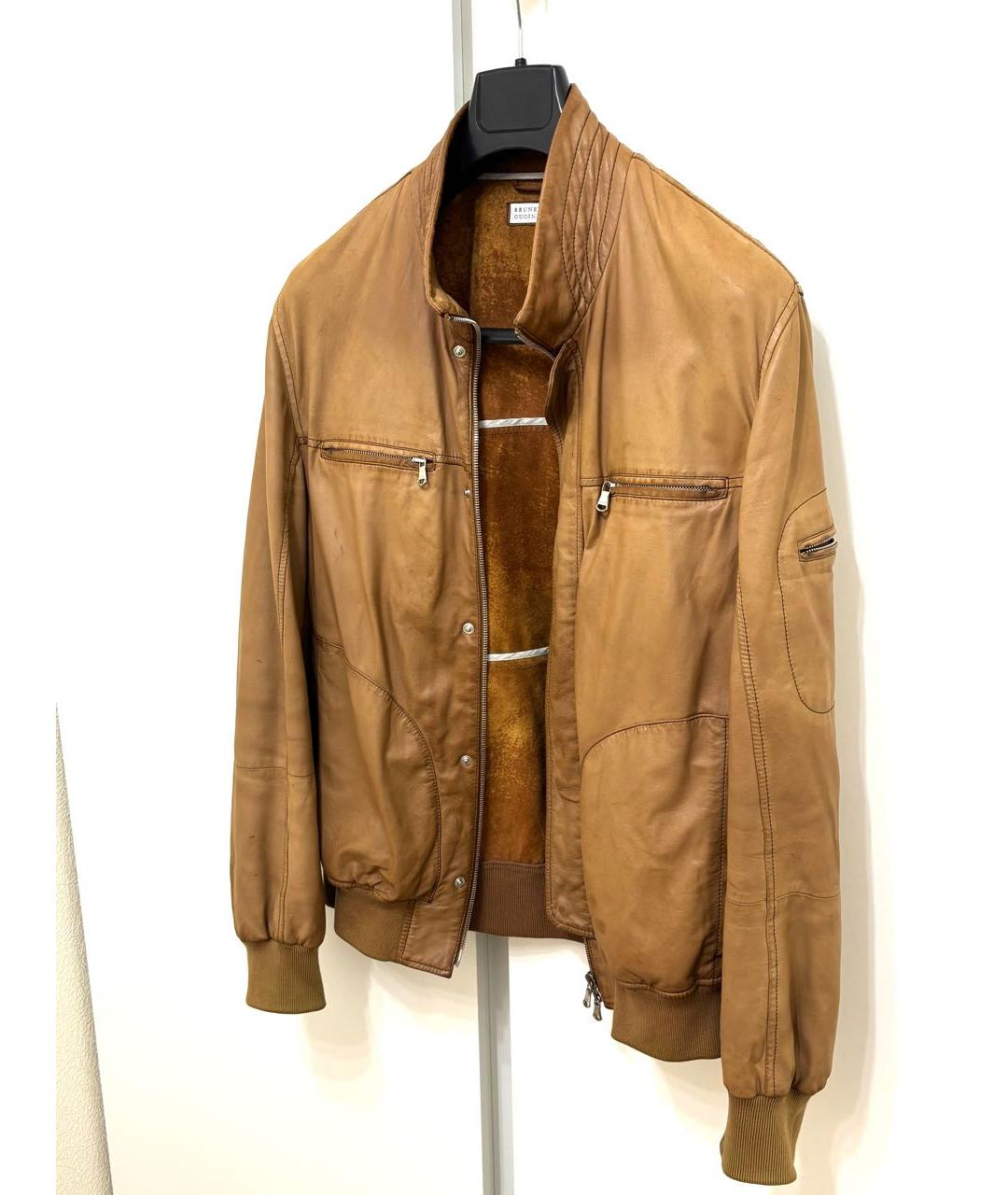 BRUNELLO CUCINELLI Коричневая кожаная куртка, фото 4