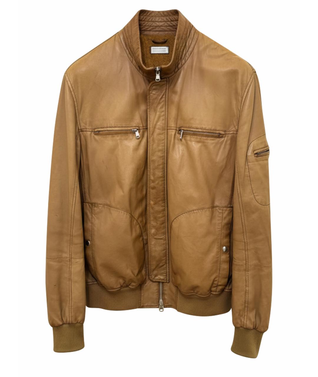 BRUNELLO CUCINELLI Коричневая кожаная куртка, фото 1