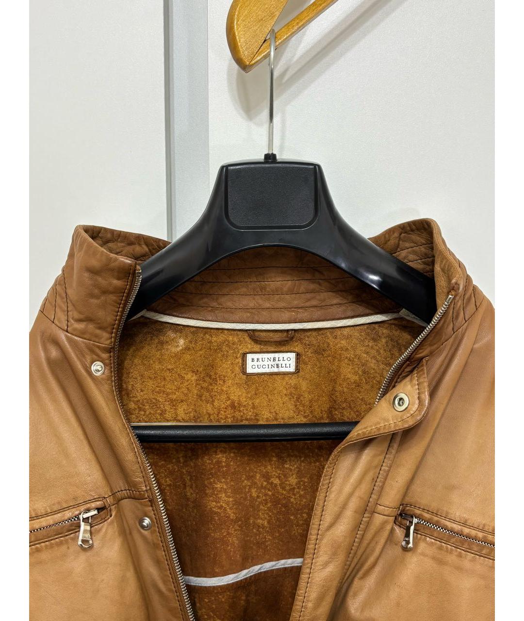BRUNELLO CUCINELLI Коричневая кожаная куртка, фото 3
