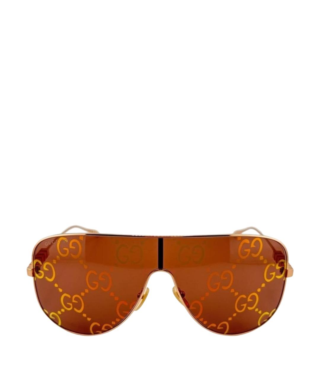 GUCCI Бордовые металлические солнцезащитные очки, фото 1