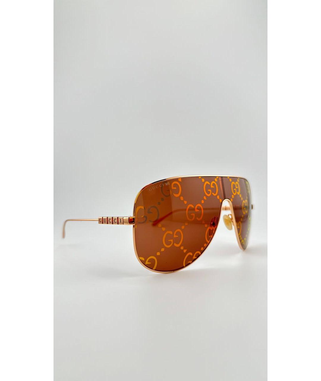 GUCCI Бордовые металлические солнцезащитные очки, фото 3