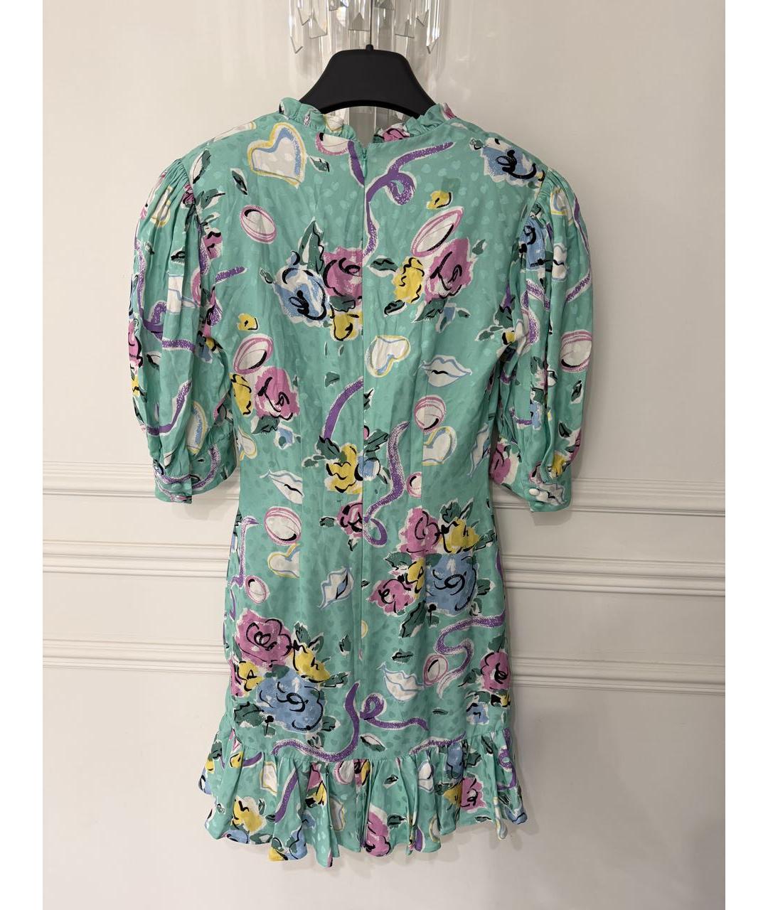 ALESSANDRA RICH Бирюзовое шелковое коктейльное платье, фото 3