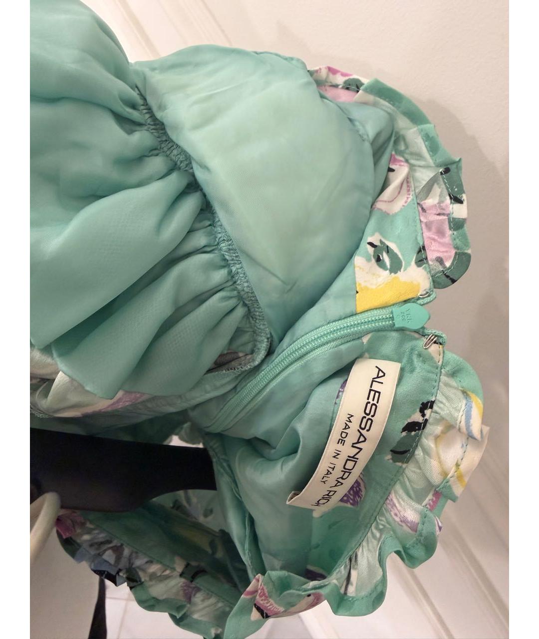 ALESSANDRA RICH Бирюзовое шелковое коктейльное платье, фото 6