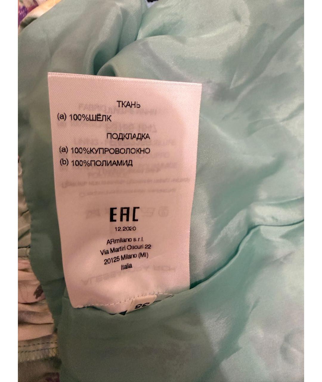 ALESSANDRA RICH Бирюзовое шелковое коктейльное платье, фото 8