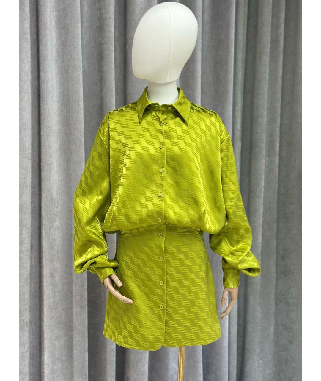 THE ATTICO Желтое шелковое повседневное платье, фото 2