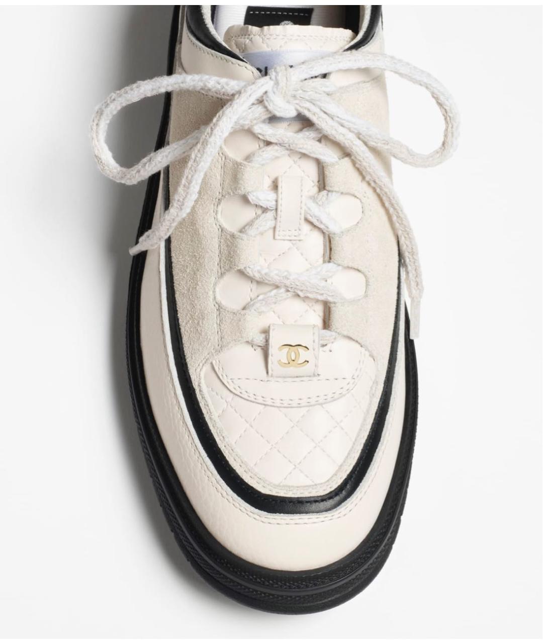 CHANEL Белые кожаные кроссовки, фото 3