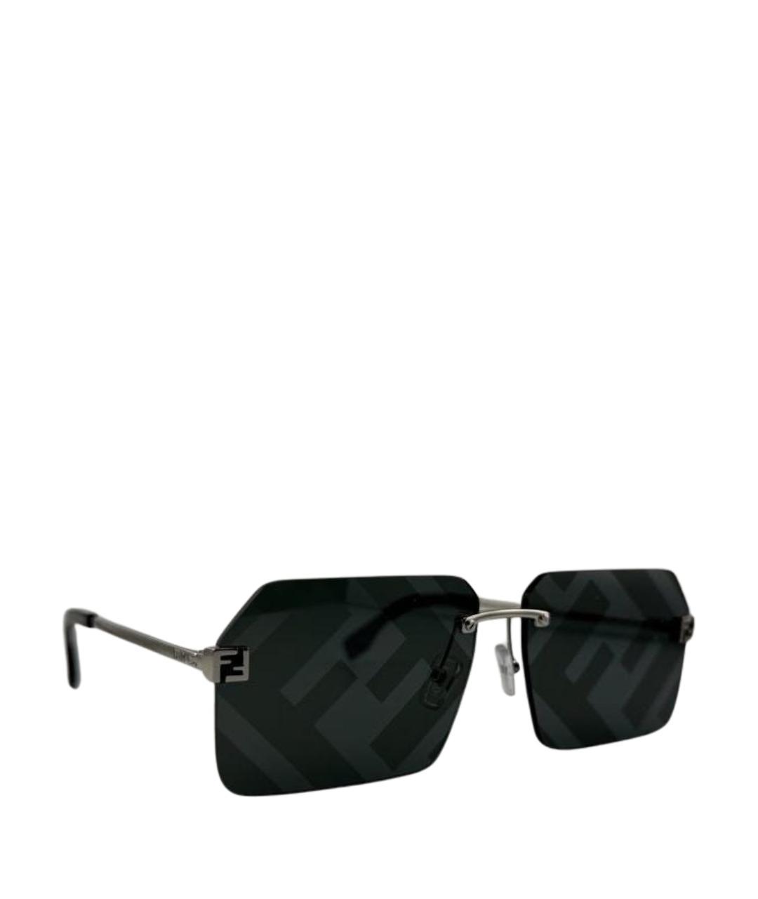 FENDI Черные металлические солнцезащитные очки, фото 1