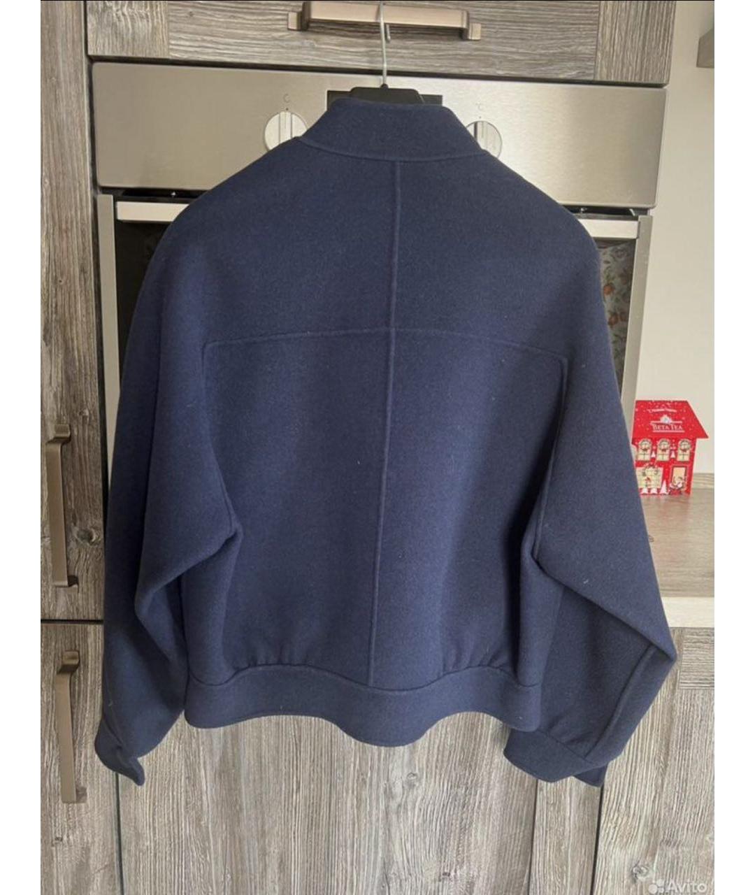 MAX MARA STUDIO Темно-синяя шерстяная куртка, фото 2