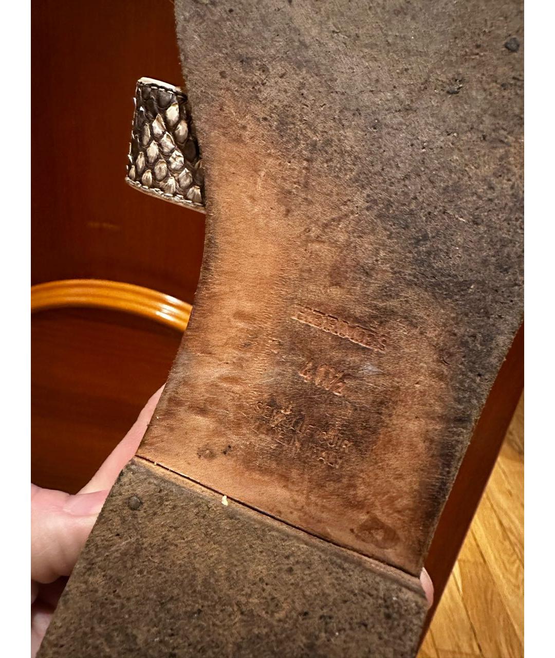 HERMES Мульти шлепанцы из экзотической кожи, фото 5