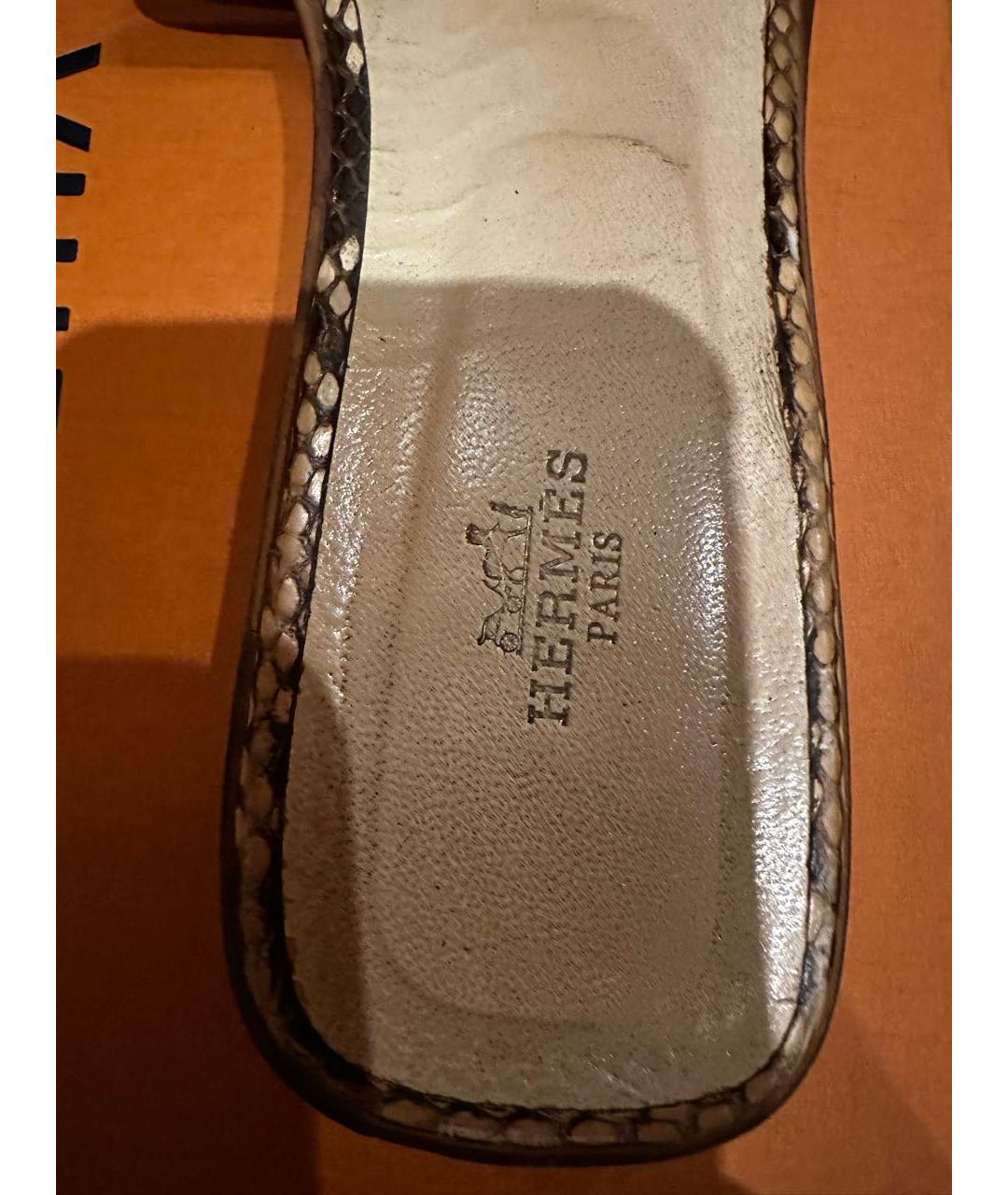 HERMES Мульти шлепанцы из экзотической кожи, фото 6