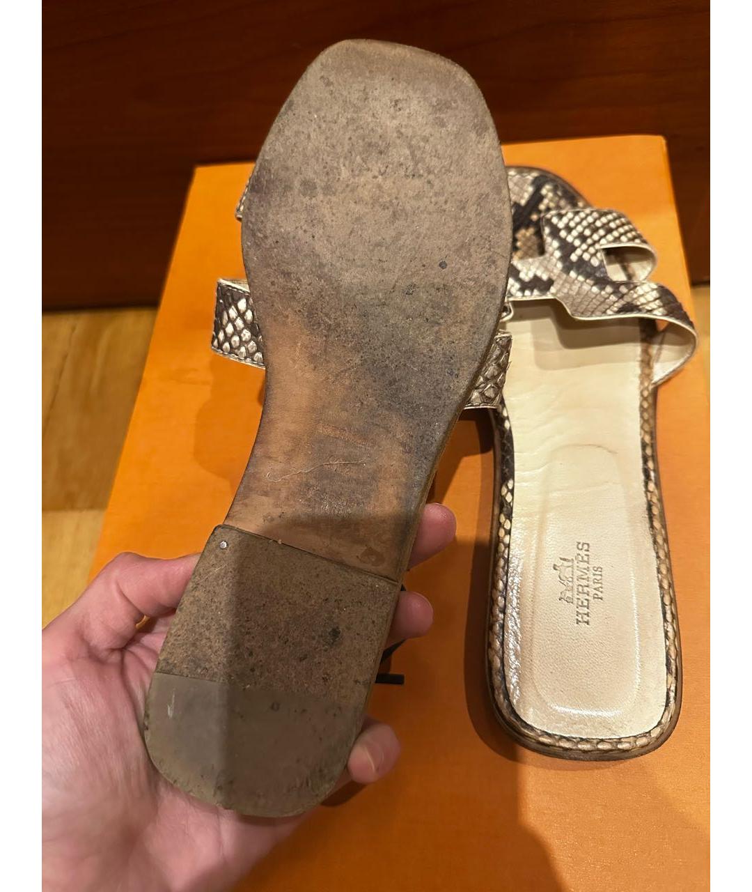 HERMES Мульти шлепанцы из экзотической кожи, фото 3