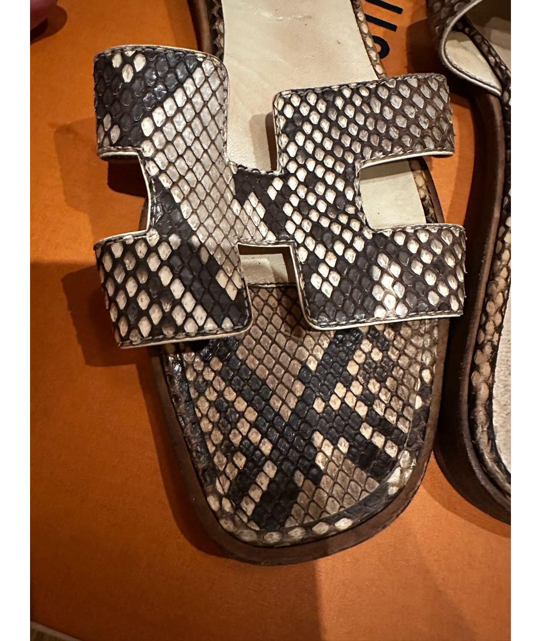 HERMES Мульти шлепанцы из экзотической кожи, фото 4