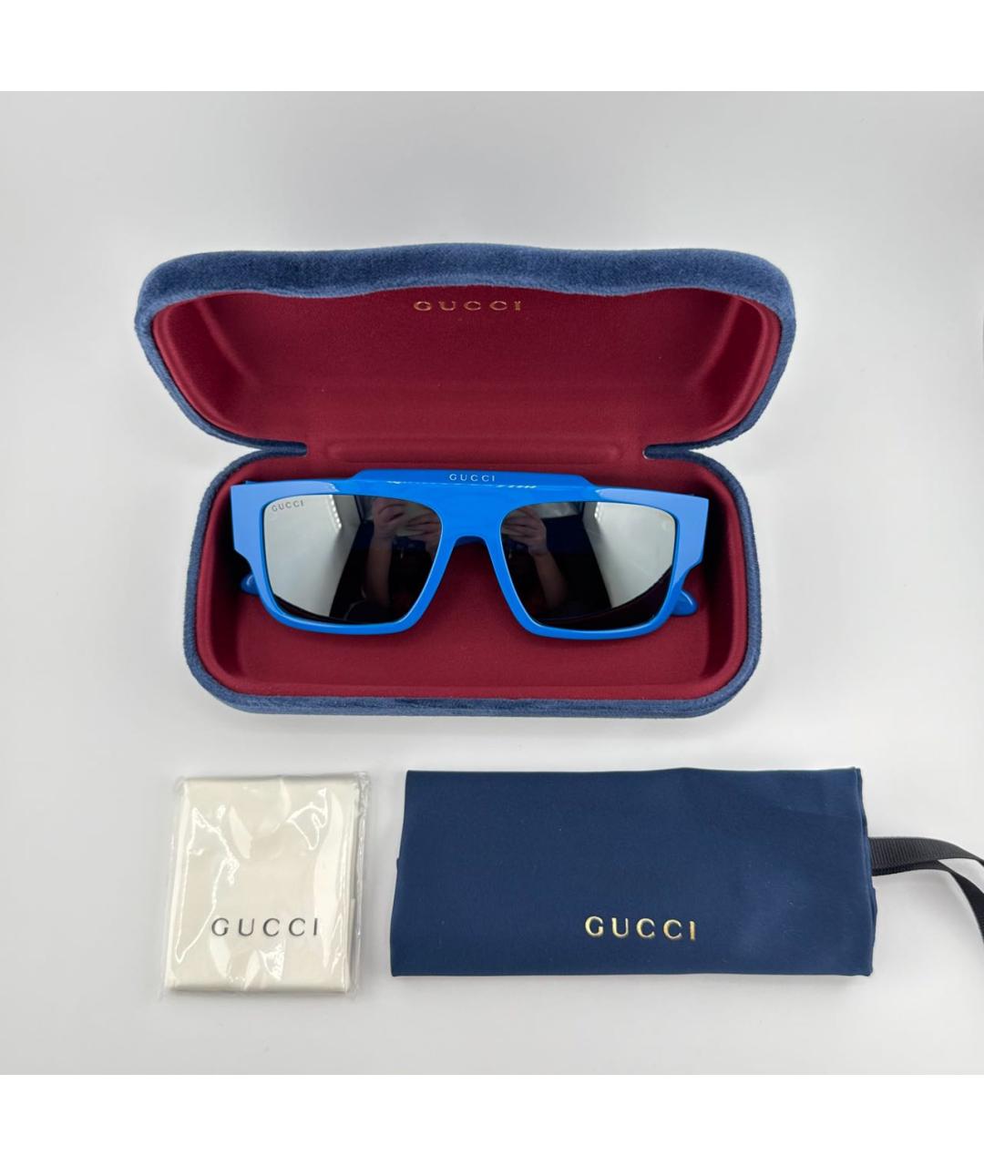 GUCCI Голубые пластиковые солнцезащитные очки, фото 2