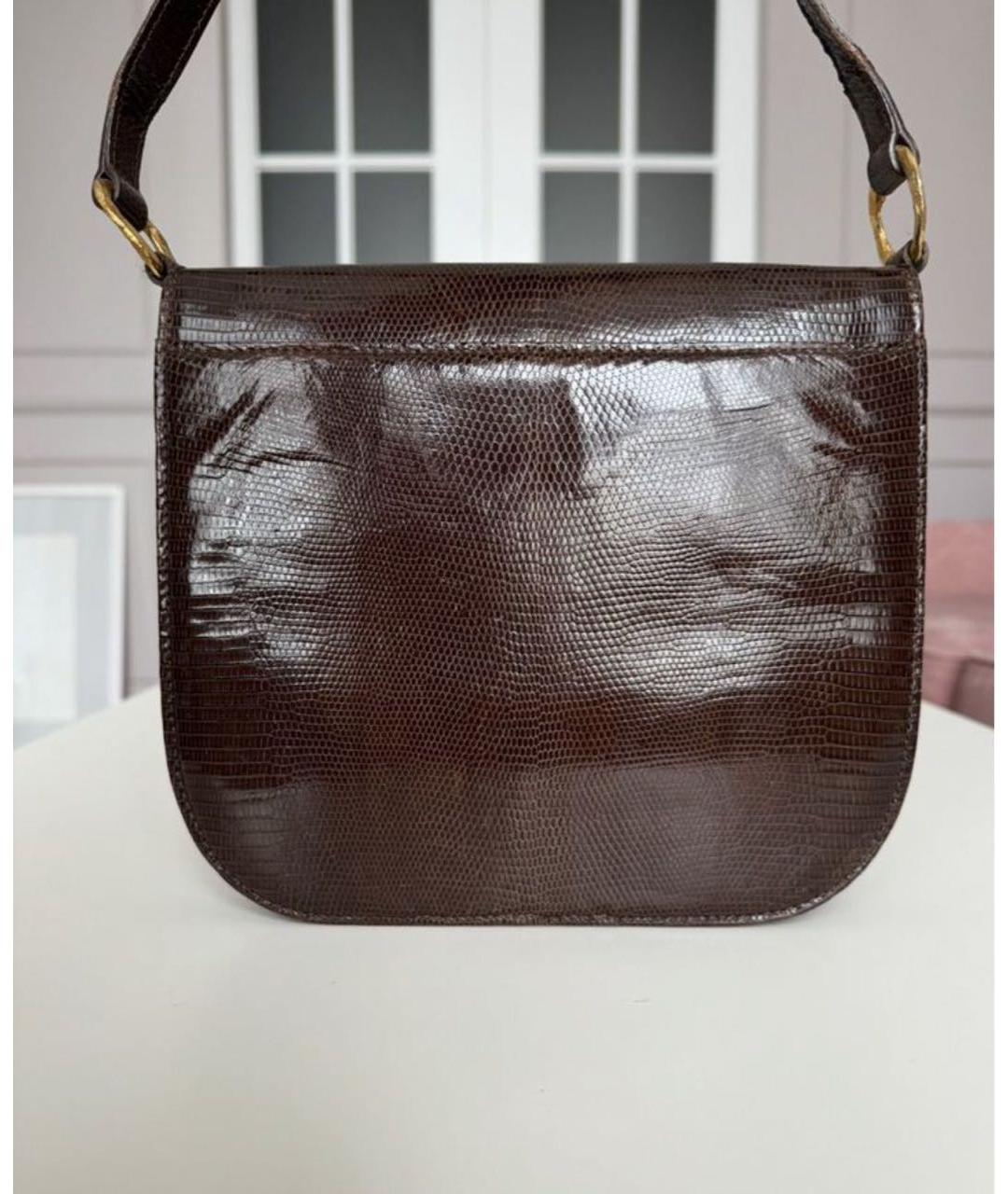 SAINT LAURENT Коричневая сумка через плечо из экзотической кожи, фото 3