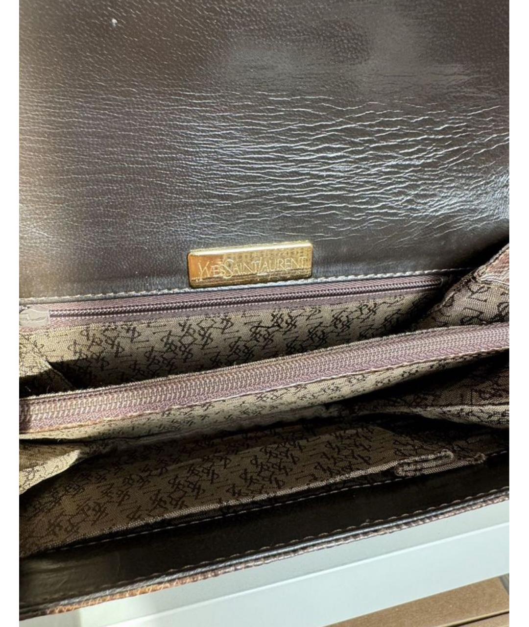 SAINT LAURENT Коричневая сумка через плечо из экзотической кожи, фото 4