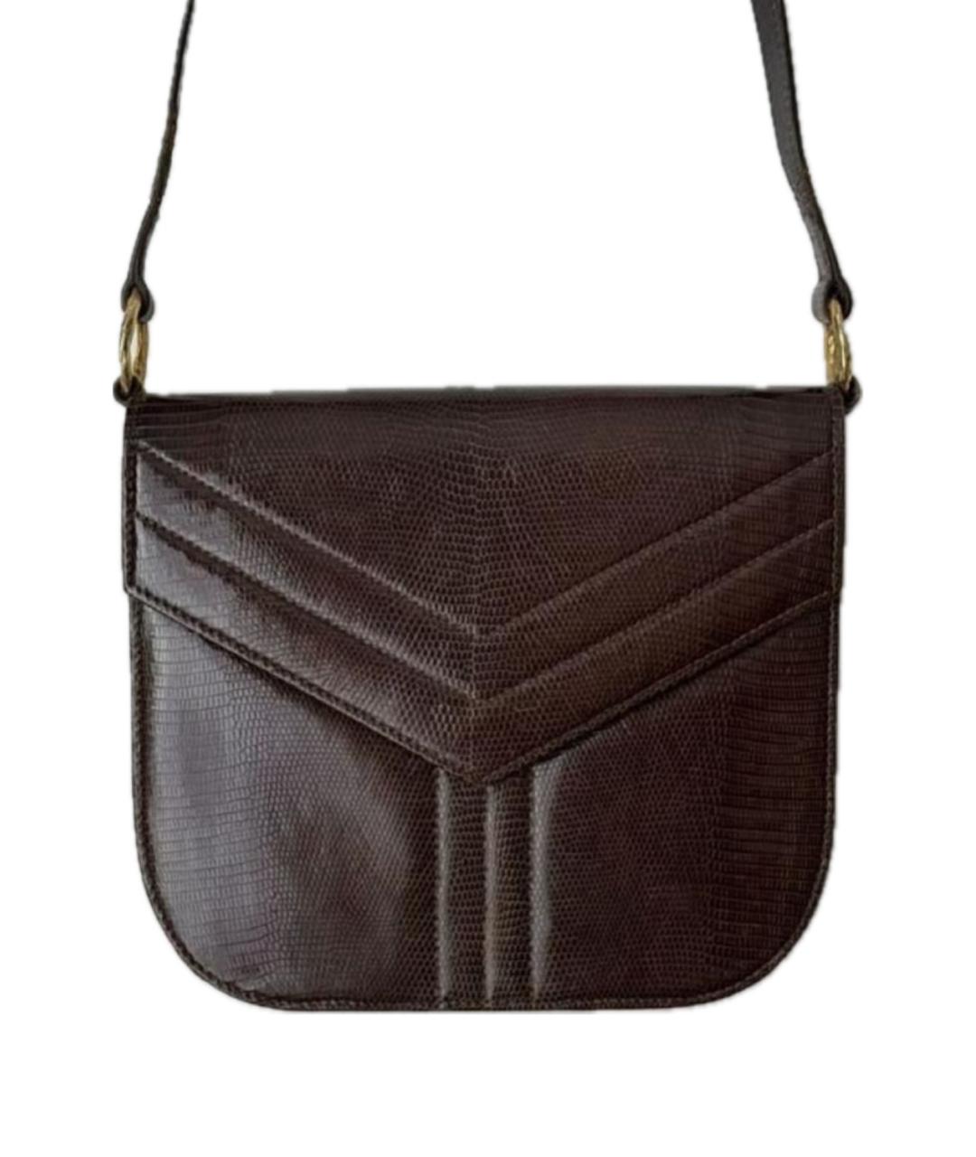 SAINT LAURENT Коричневая сумка через плечо из экзотической кожи, фото 9