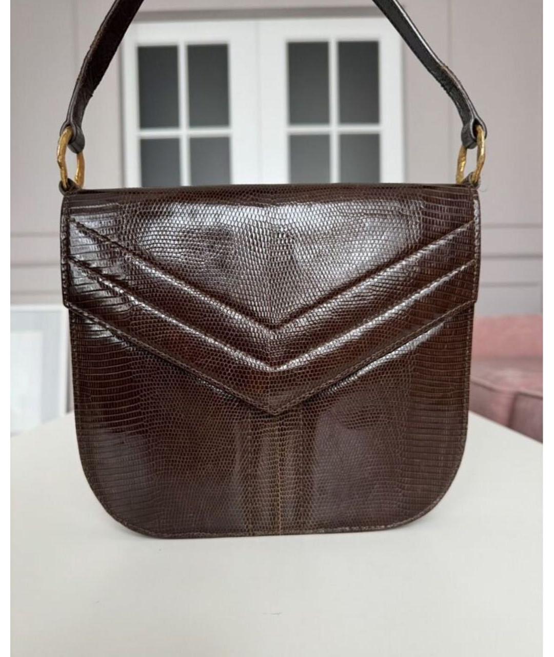 SAINT LAURENT Коричневая сумка через плечо из экзотической кожи, фото 5