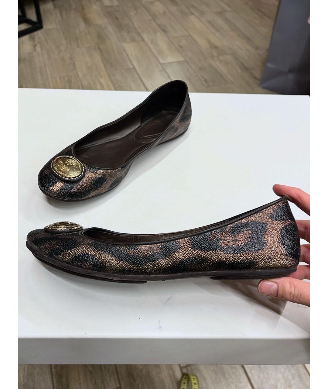 ROBERTO CAVALLI Коричневые кожаные балетки, фото 7