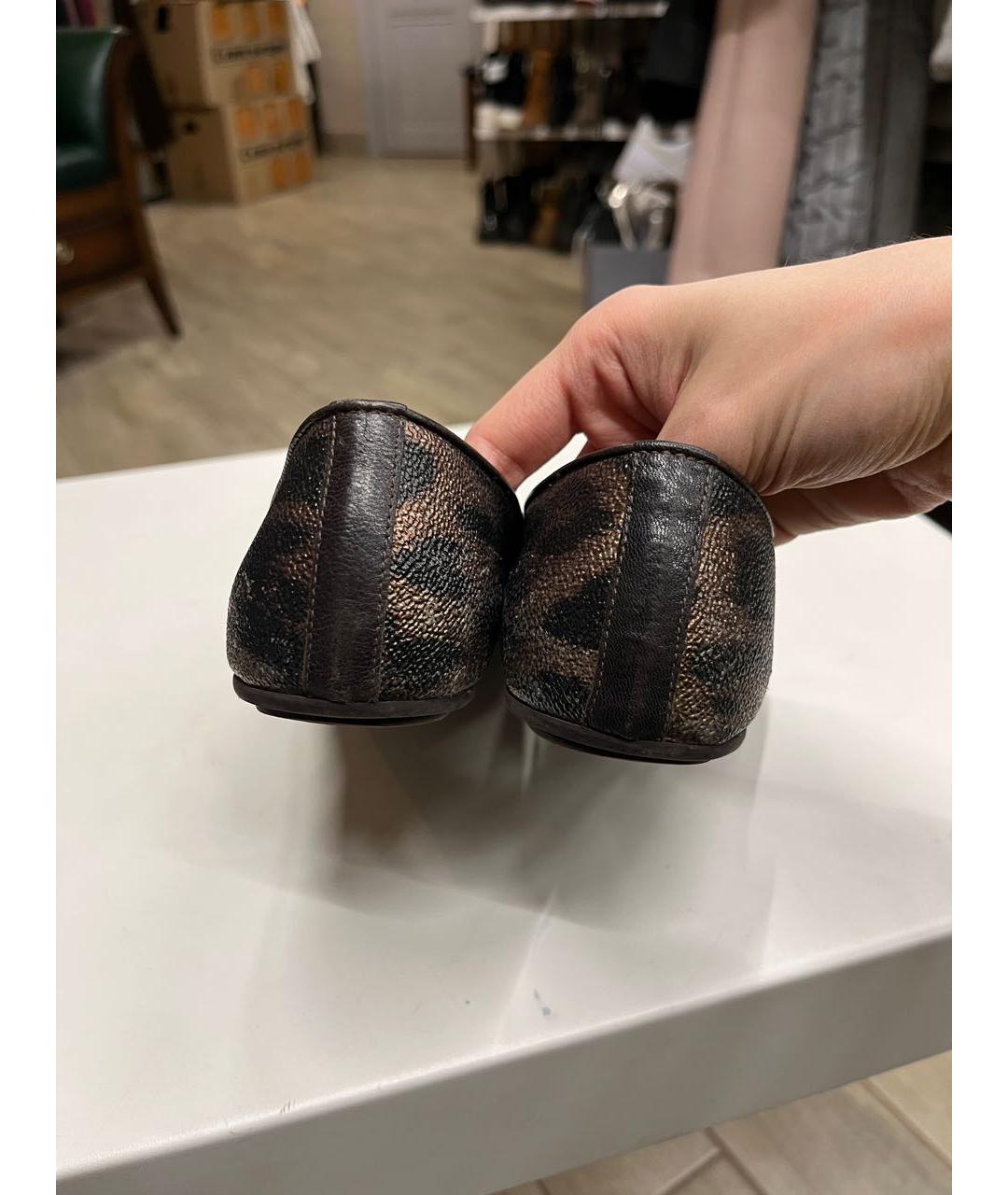 ROBERTO CAVALLI Коричневые кожаные балетки, фото 4