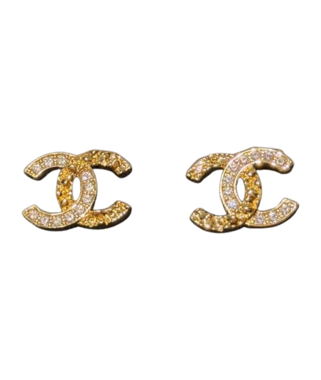CHANEL Золотые металлические серьги, фото 1