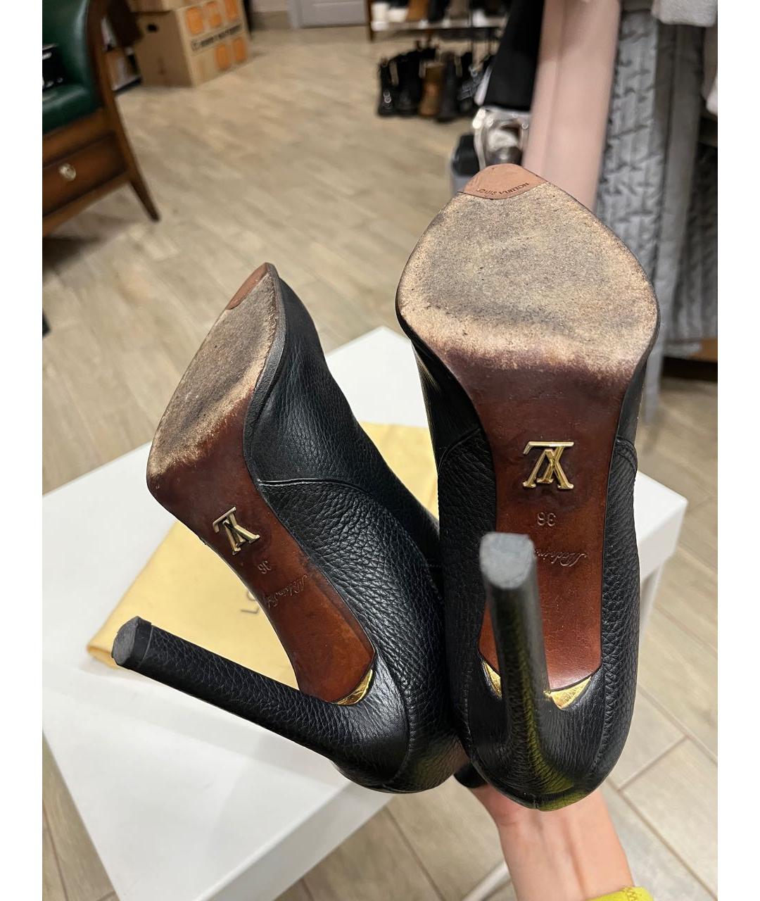 LOUIS VUITTON Черные кожаные ботильоны, фото 3