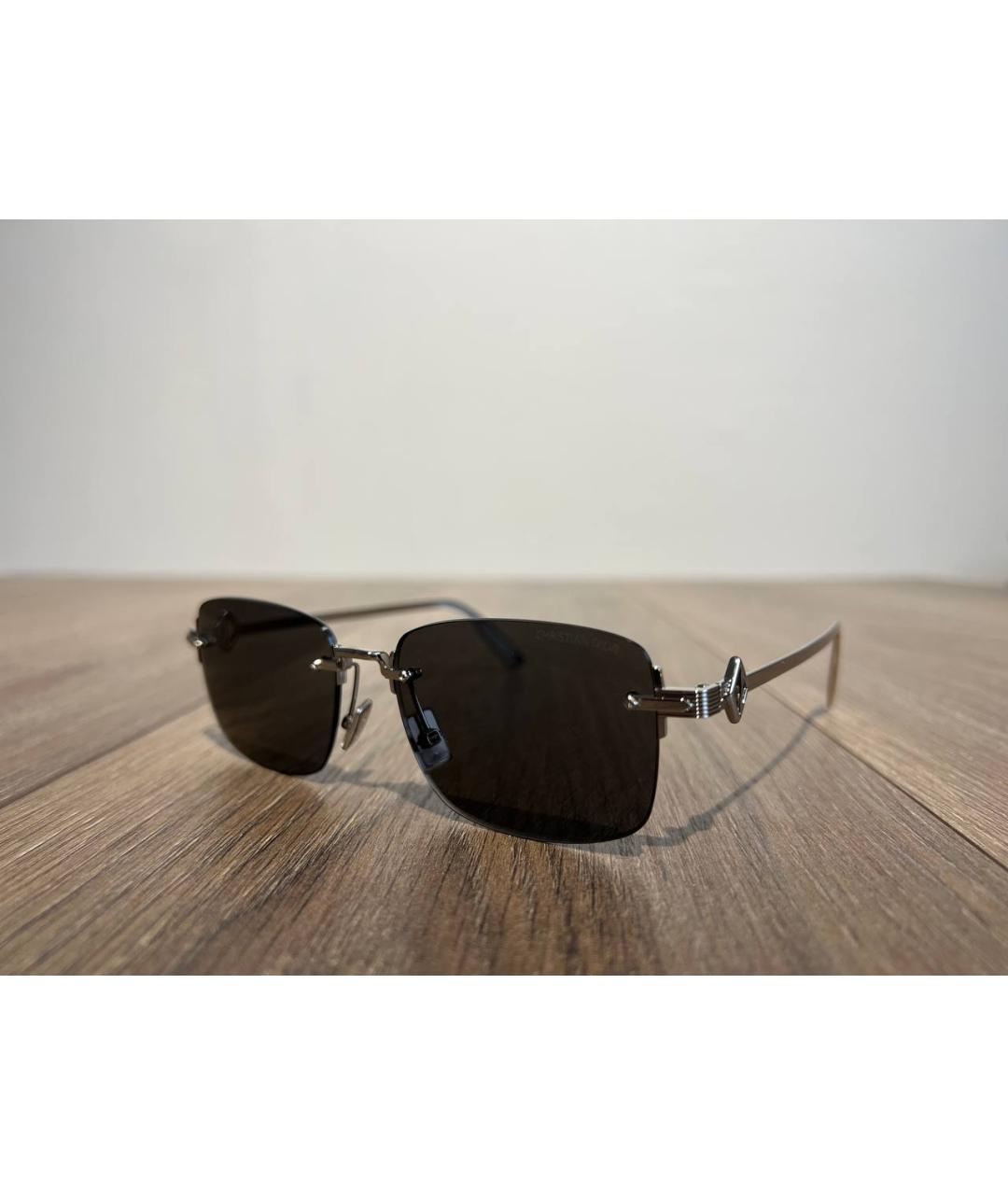 CHRISTIAN DIOR Серебряные металлические солнцезащитные очки, фото 3