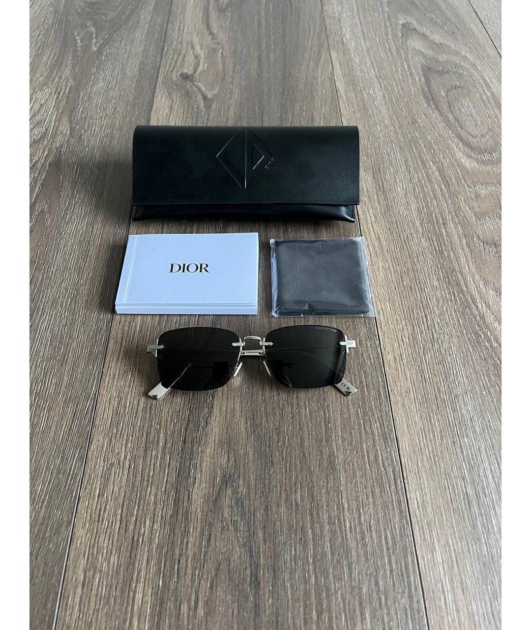 CHRISTIAN DIOR Серебряные металлические солнцезащитные очки, фото 4