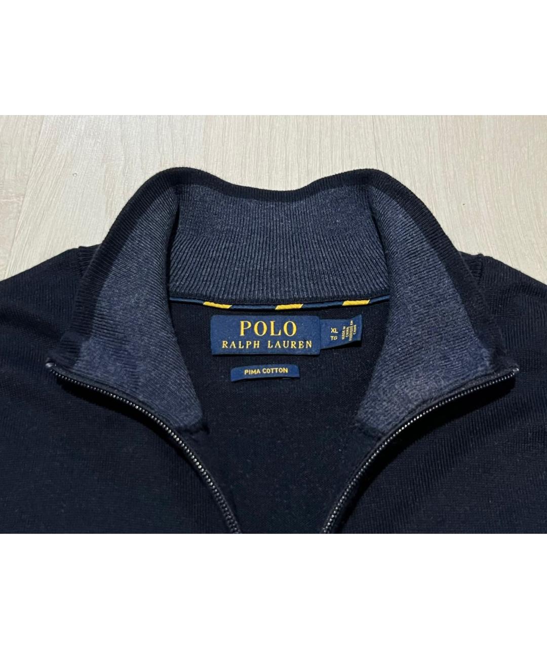 RALPH LAUREN Темно-синий хлопковый джемпер / свитер, фото 4