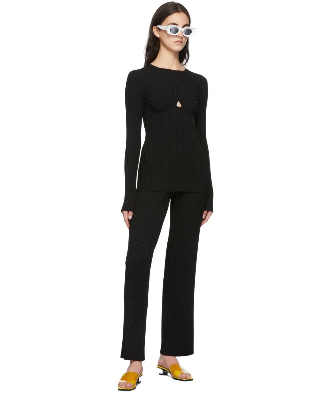 HELMUT LANG Черные вискозные брюки широкие, фото 3