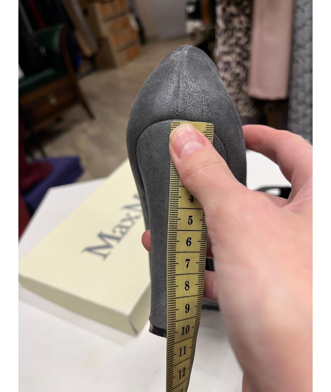 MAX MARA Серебряные кожаные туфли, фото 4