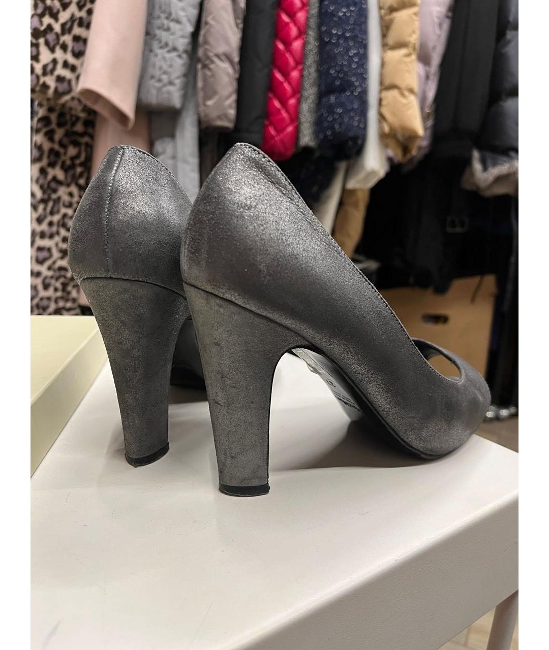 MAX MARA Серебряные кожаные туфли, фото 6