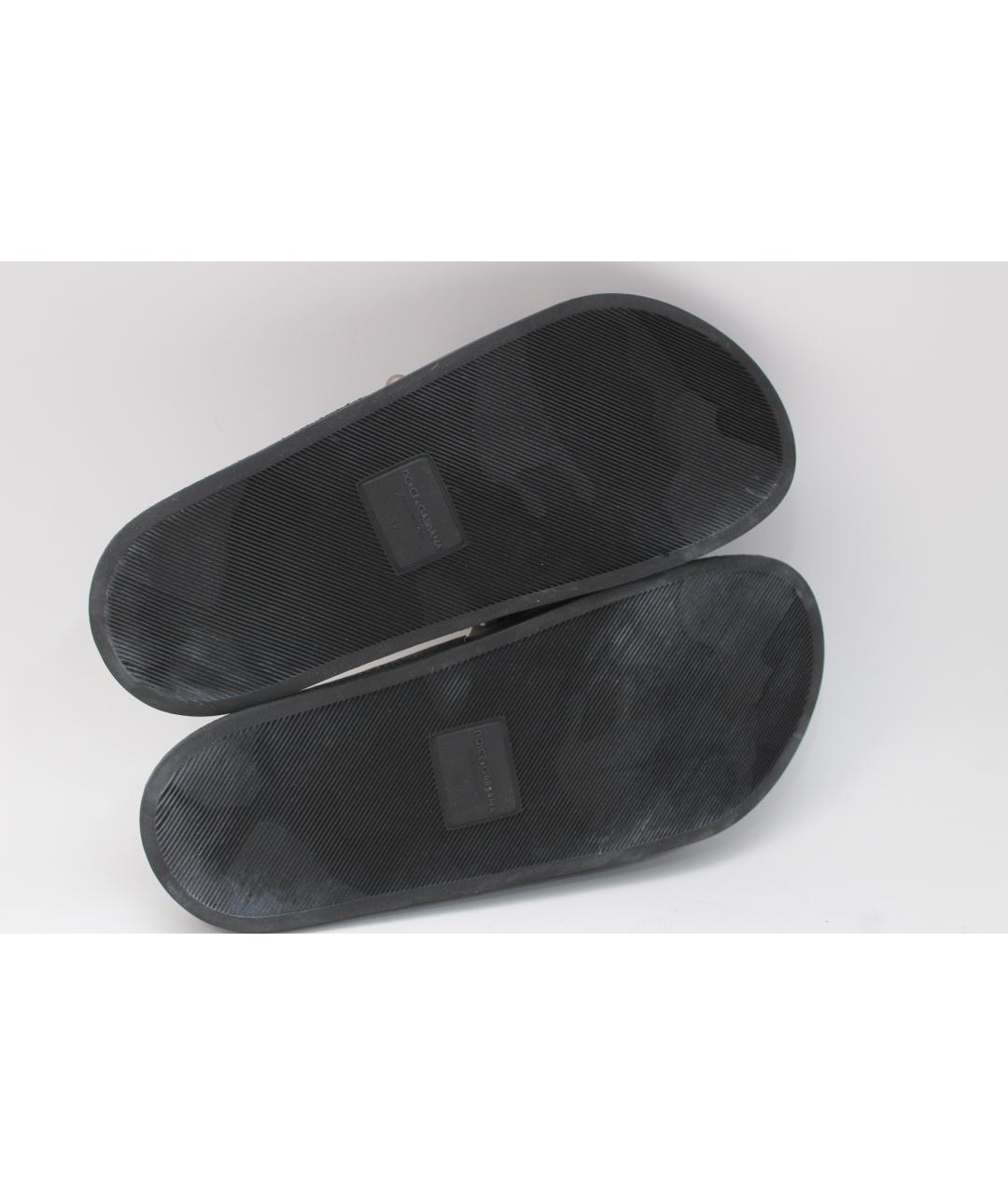 DOLCE&GABBANA Черные кожаные шлепанцы, фото 9