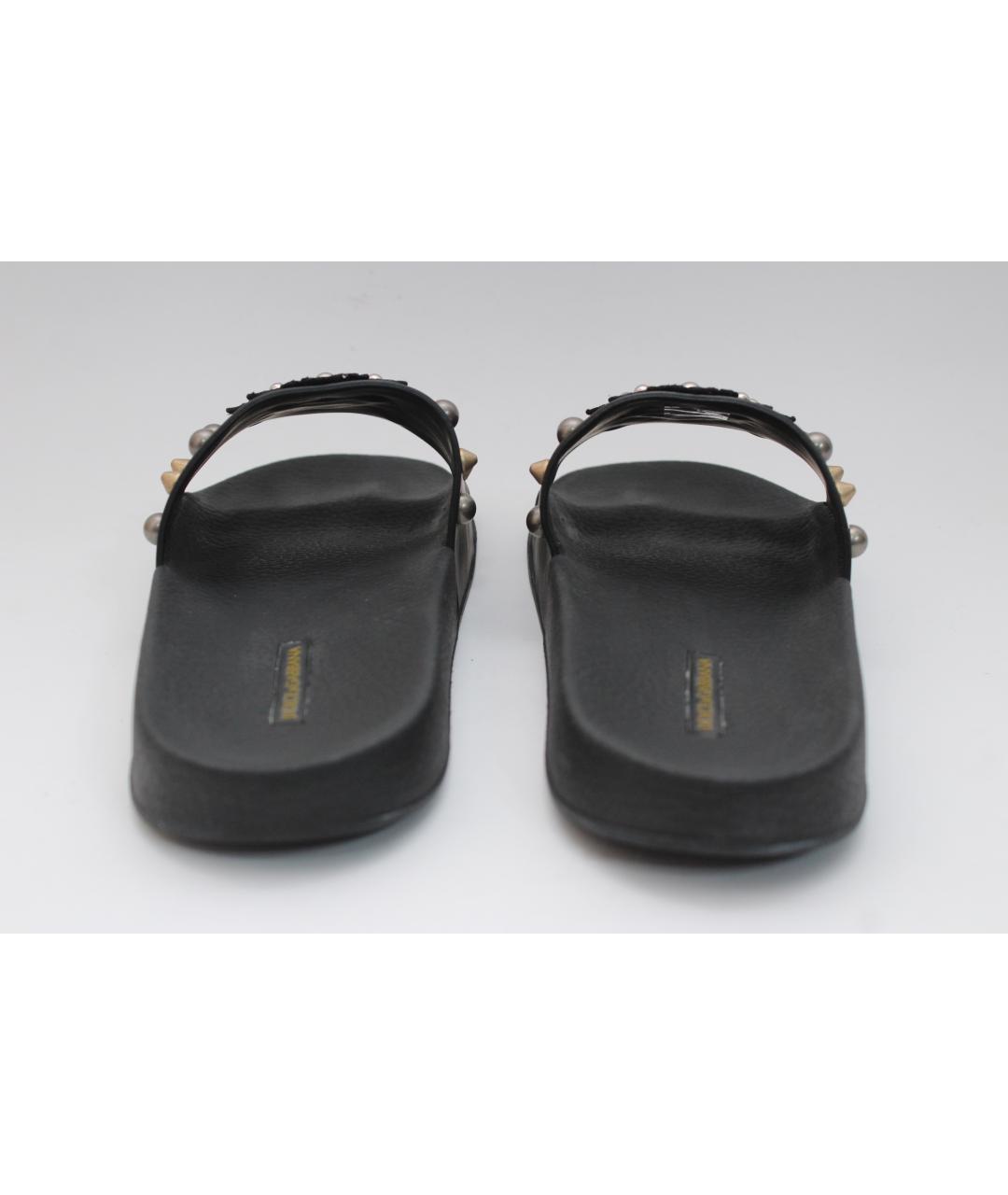 DOLCE&GABBANA Черные кожаные шлепанцы, фото 8