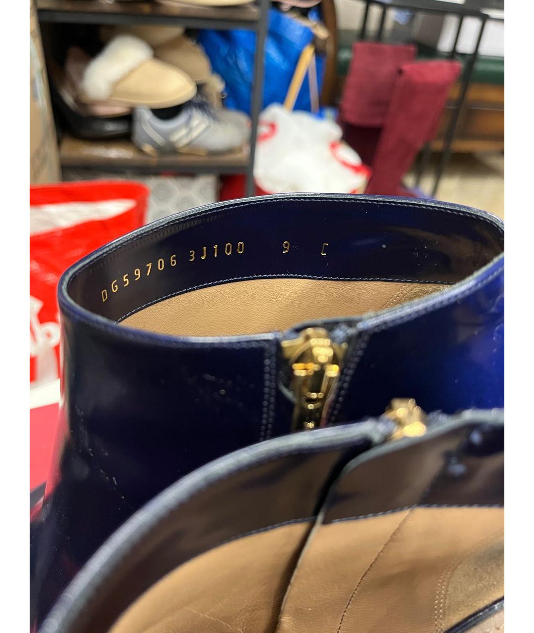 FERRAGAMO Темно-синие кожаные ботильоны, фото 6