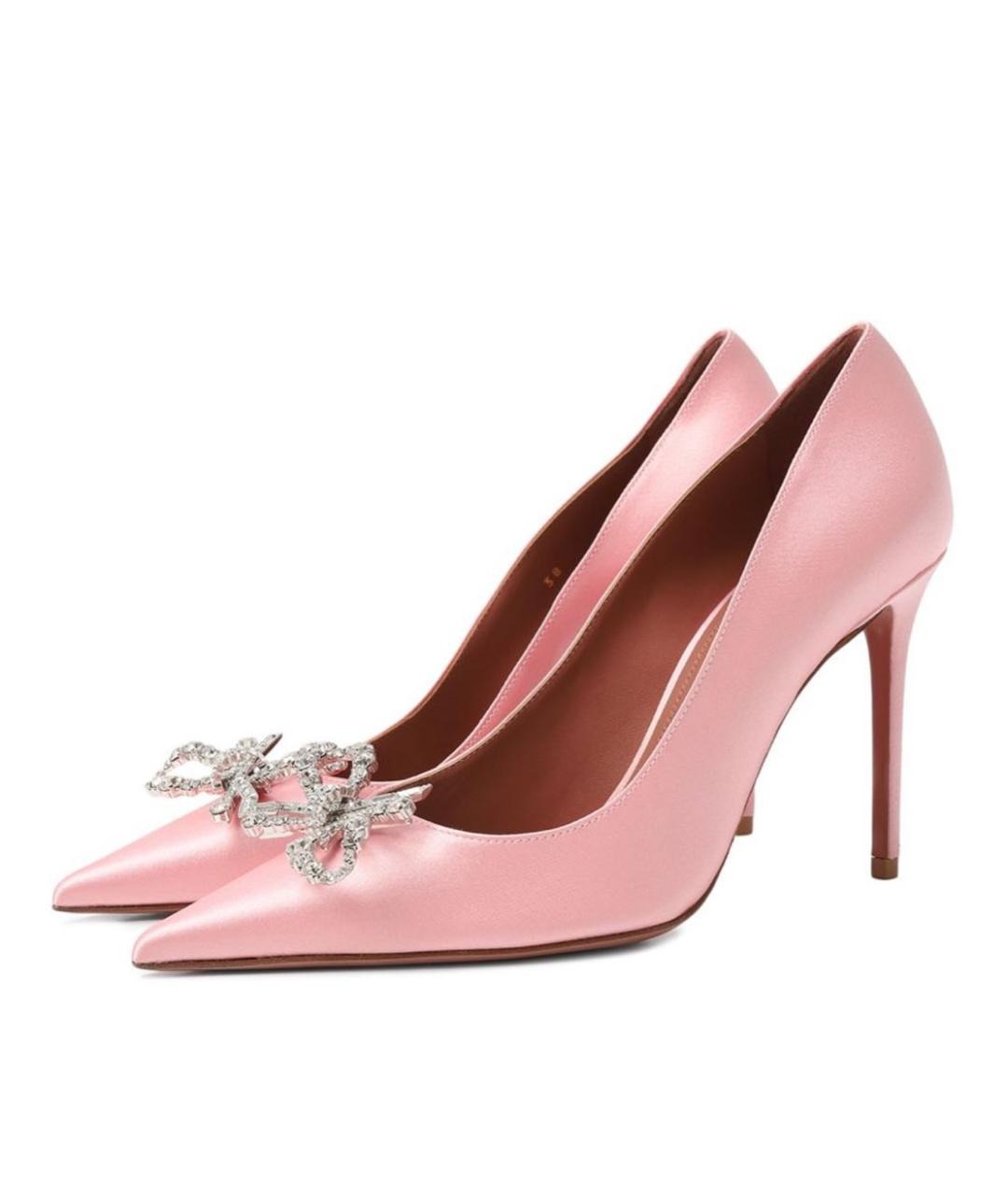 Amina Muaddi Розовые текстильные туфли, фото 3