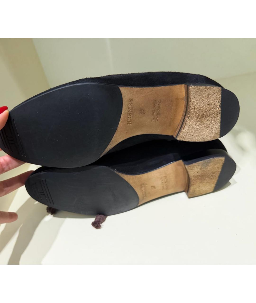 HERMES Черные замшевые ботинки, фото 5