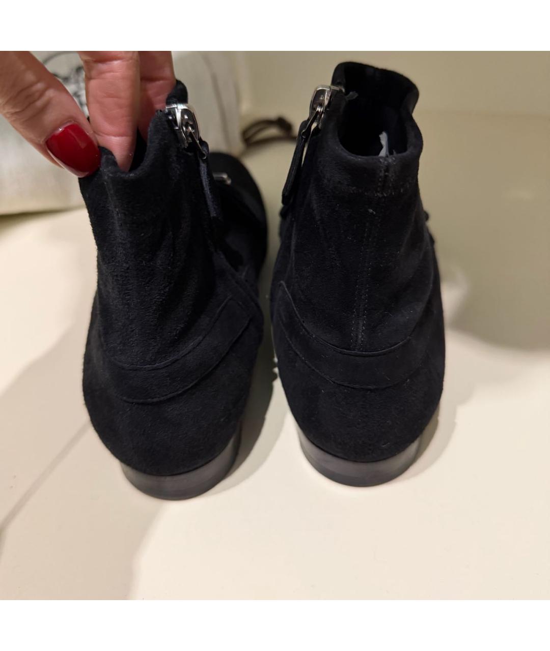 HERMES Черные замшевые ботинки, фото 4