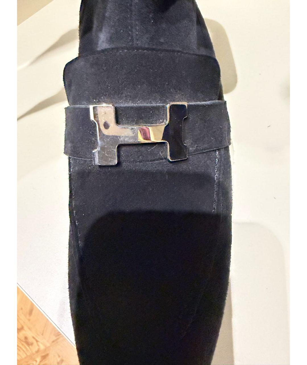 HERMES Черные замшевые ботинки, фото 8